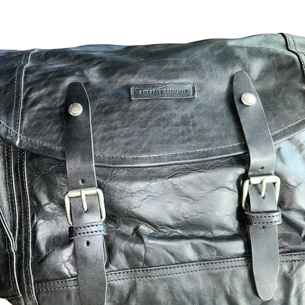 New Frye black leather messenger bag